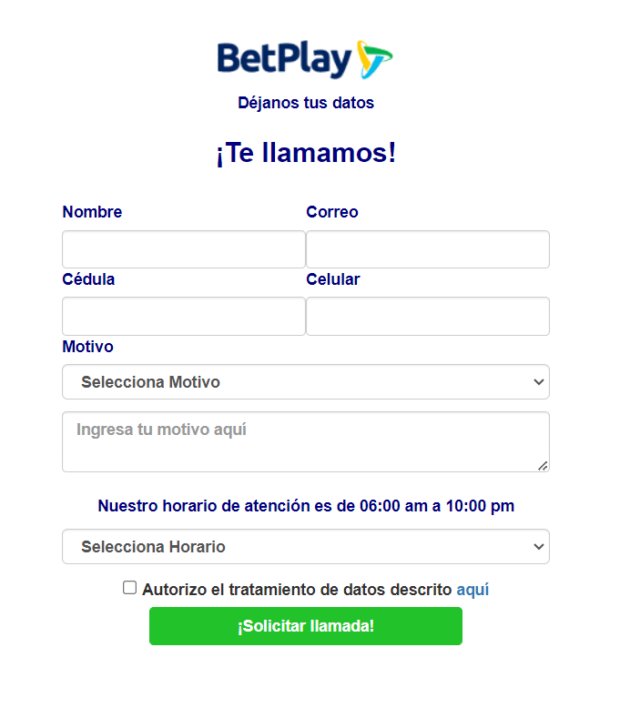 Formulario Betplay