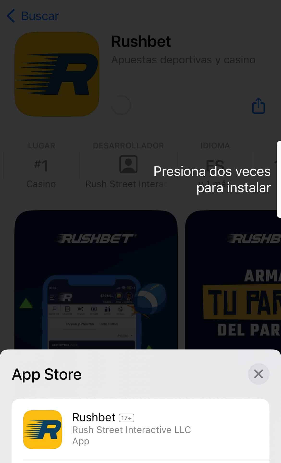 Iniciar app Rushbet 