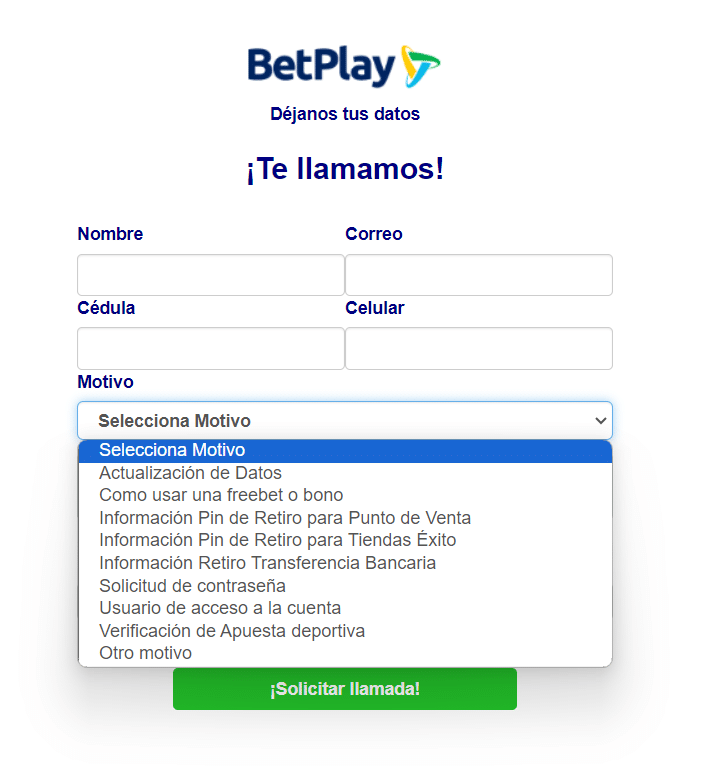 Opciones de consulta Betplay