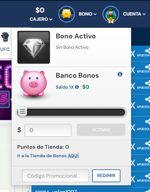 Activa bono Rushbet