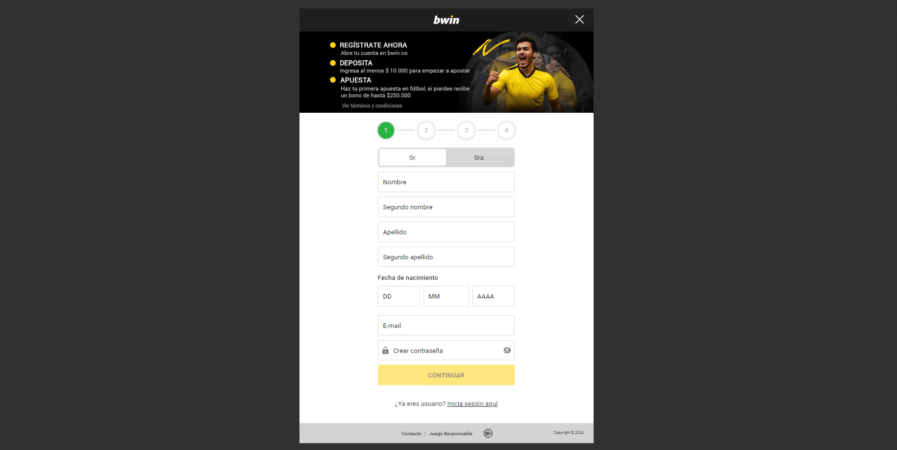 Bwin registro código promocional