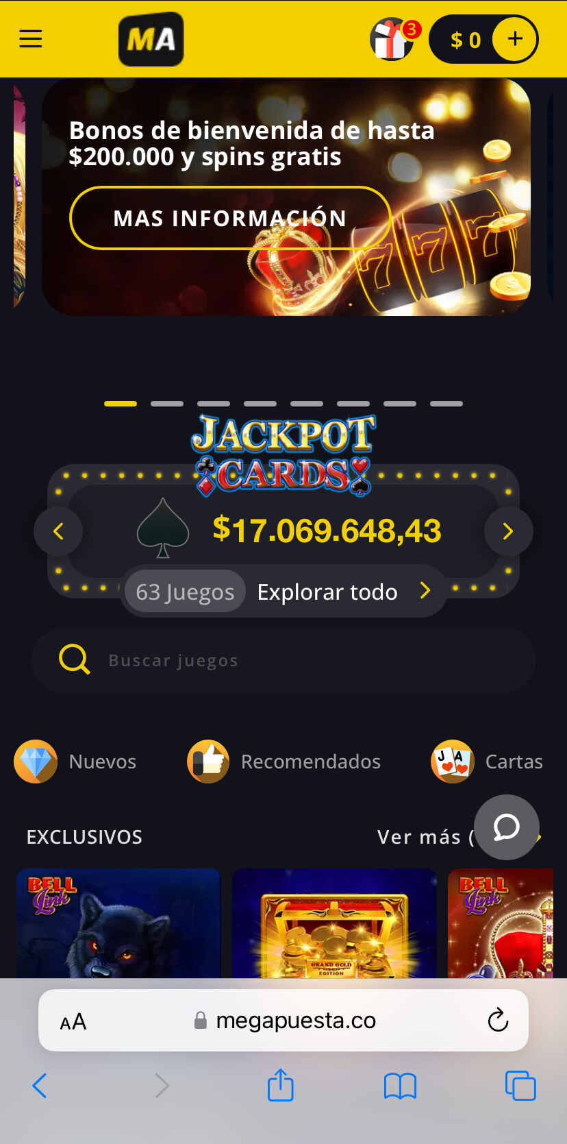 Megapuesta versión móvil 3