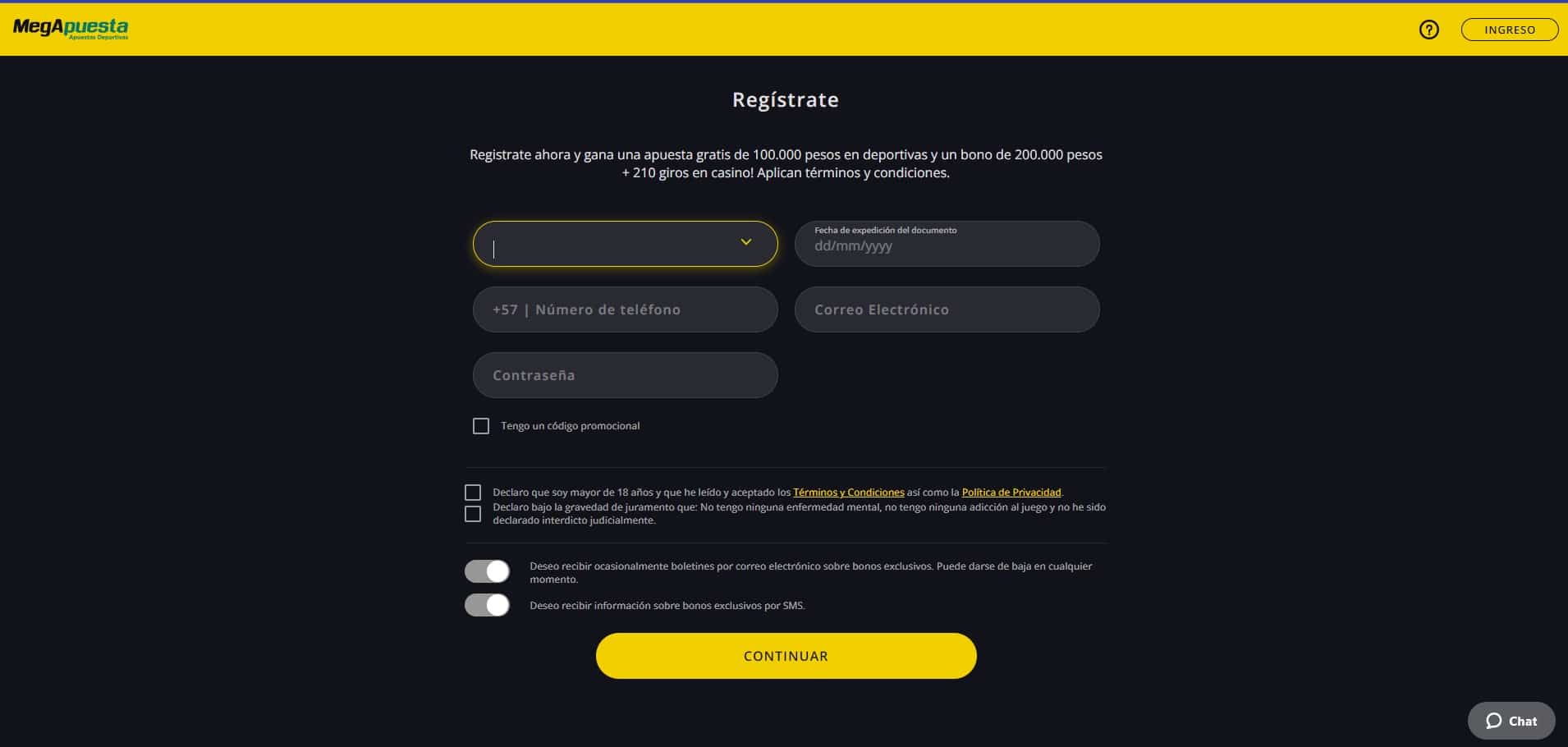 Megapeusta registro