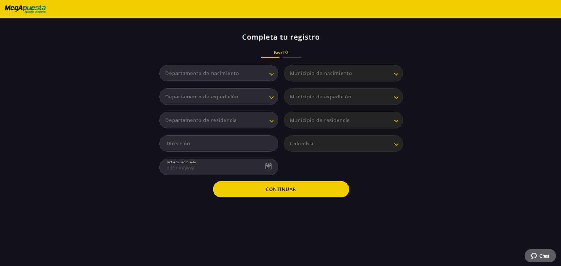 Megapuesta registro 2