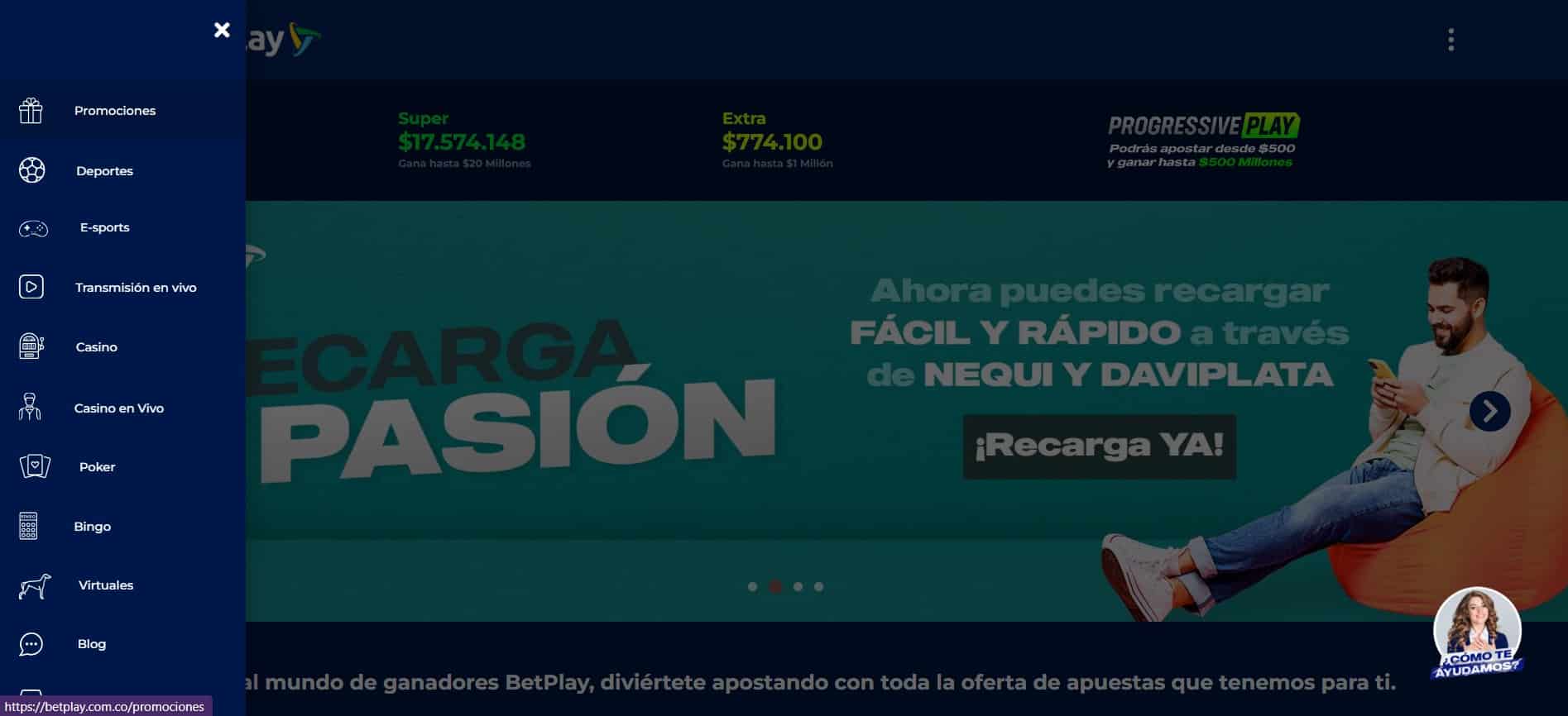 Betplay menú promociones