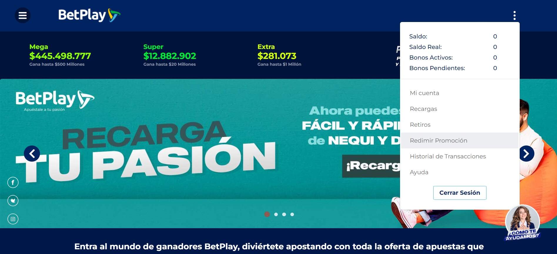 Betplay redimir promoción