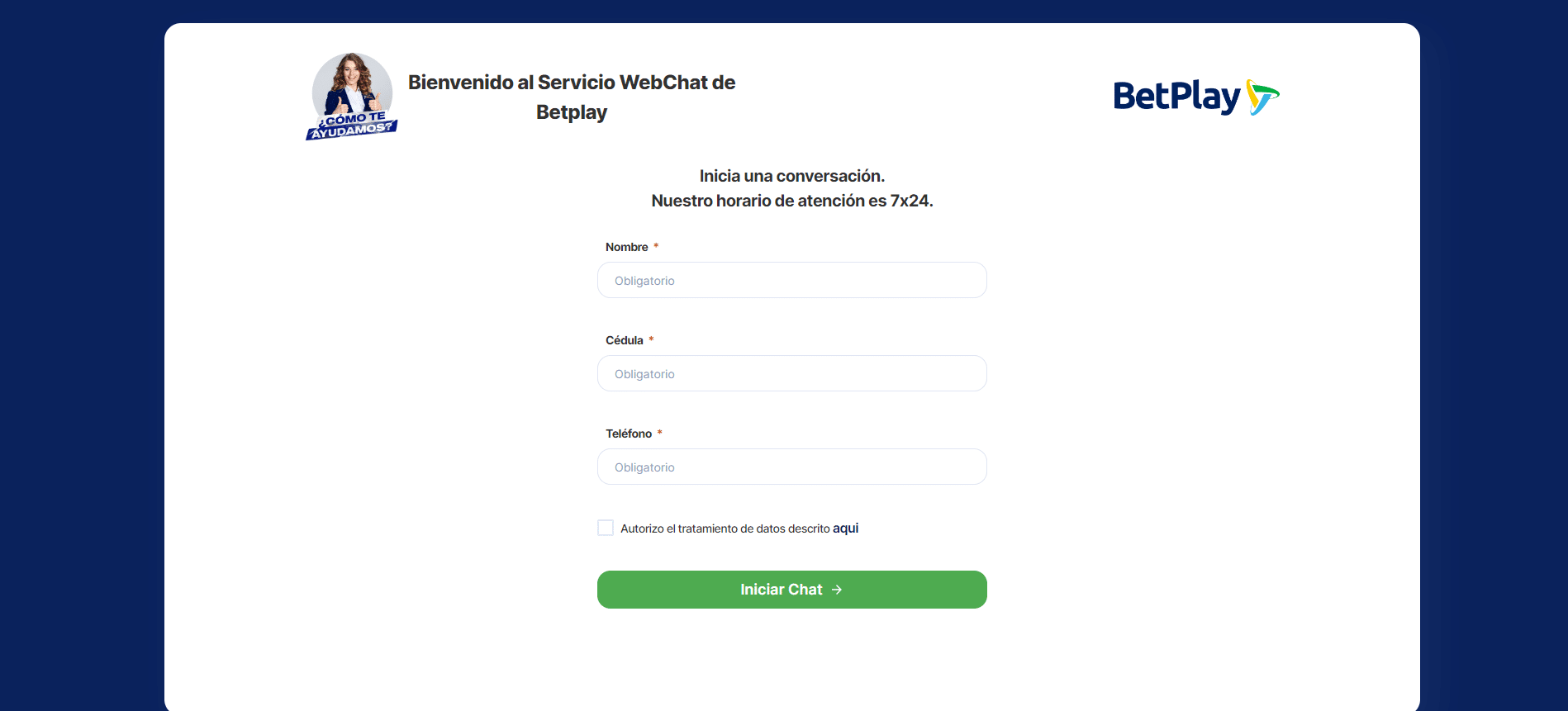 Betplay chat formulario